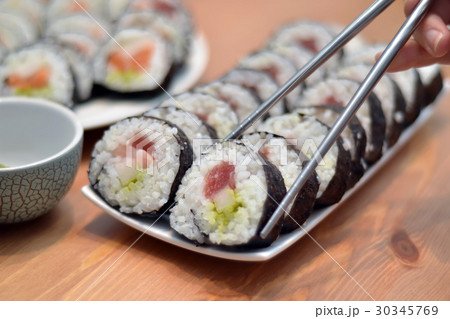 maki sushi rolls japan food on plate with  30345769