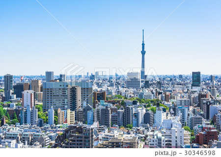 東京スカイツリーと文京区周辺の町並み 30346598