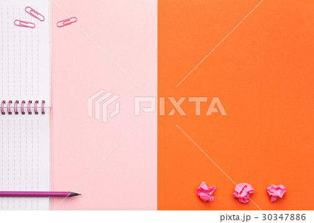 School Accessories on Pink and Orange Background School Accessories on Pink and Orange Background 30347886