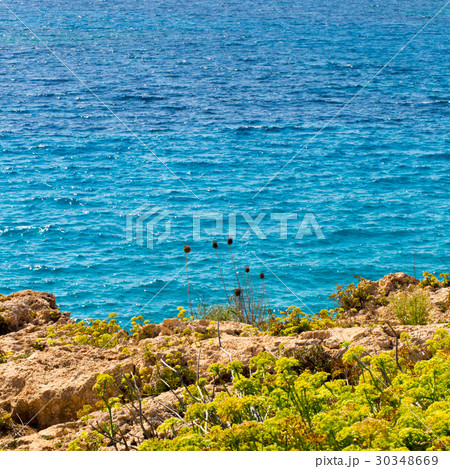 Stone cliff in a beautiful blue sea Cyprus Stone cliff in a beautiful blue sea Cyprus 30348669