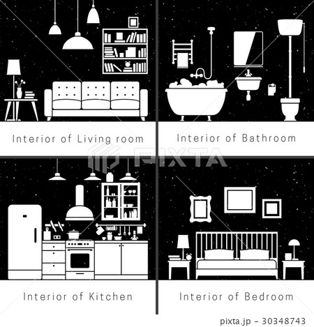 Interior silhouettes of flat rooms Interior silhouettes of flat rooms 30348743