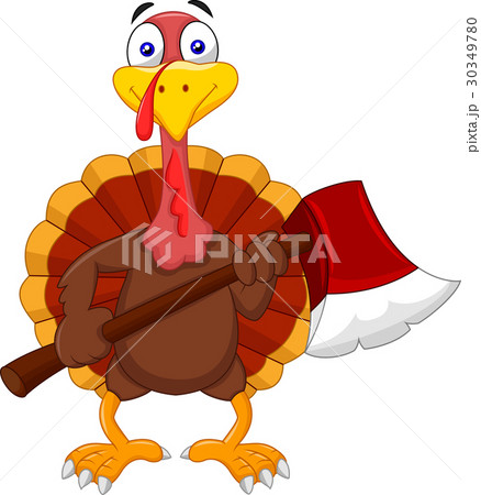 Cartoon turkey holding axe 30349780