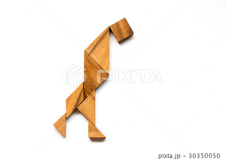 Wooden tangram as anxiety man shape 30350050