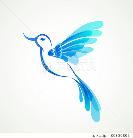 Blue flying tropical bird. 30350802