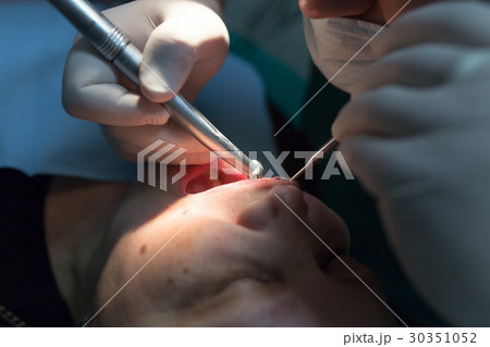 The dentist works with the client in the clinic 30351052