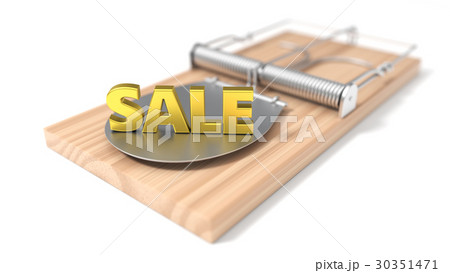 3d illustration of sale text on mouse trap. 3d illustration of sale text on mouse trap. 30351471