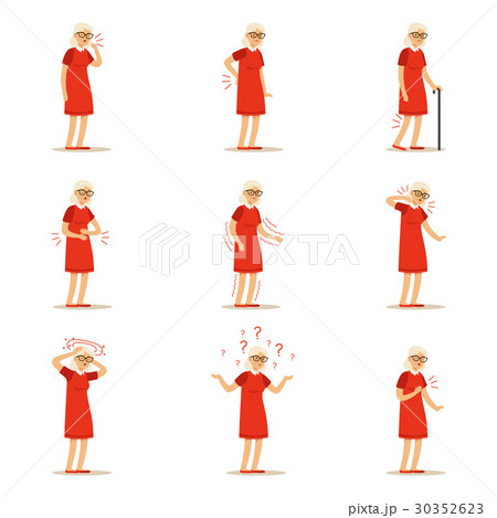 Elderly woman diseases, pain problem in back, neck Elderly woman diseases, pain problem in back, neck 30352623
