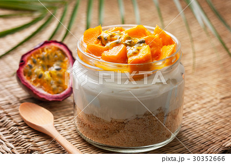 cheesecake in a jar with mango and passionfruit cheesecake in a jar with mango and passionfruit 30352666