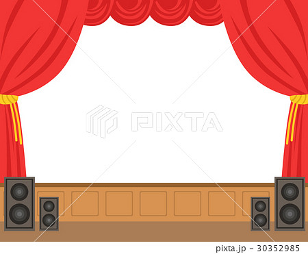 Theater stage with opened red curtain. Colorful 30352985