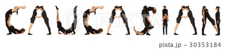 Black dressed people forming word CAUCASIAN 30353184