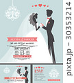 Wedding invitation with cartoon bride,groom 30353214