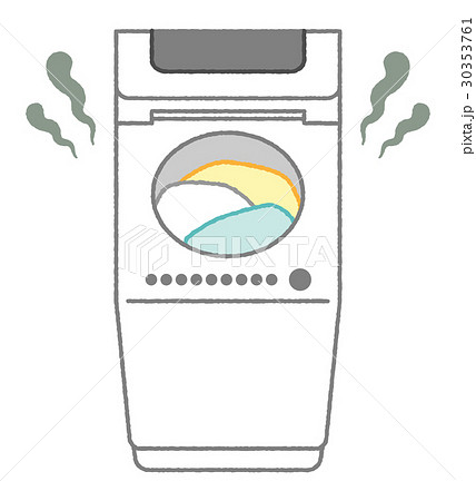 洗濯機の中で放置したため悪臭が発生している洗濯物のイラスト素材