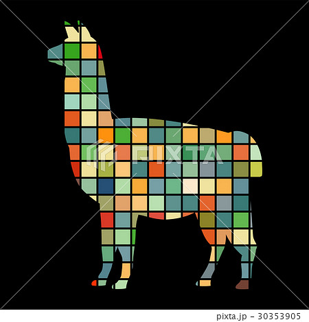 Lama mammal color silhouette animal 30353905