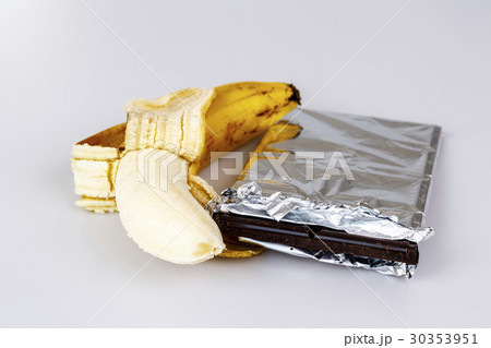 banana and chocolate on white banana and chocolate on white 30353951