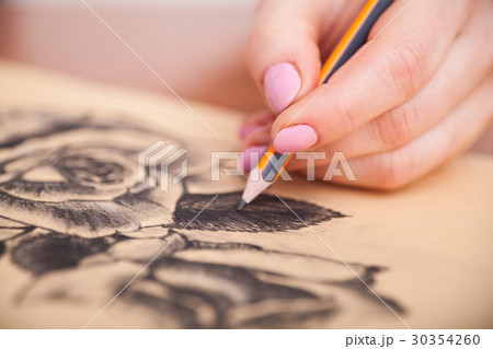 Closeup of drawing at the desk Closeup of drawing at the desk 30354260