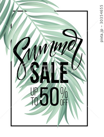 Sale banner, poster with palm leaves, jungle leaf 30354655