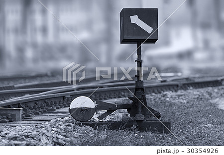 Manual railroad switch of the old train station Manual railroad switch of the old train station 30354926