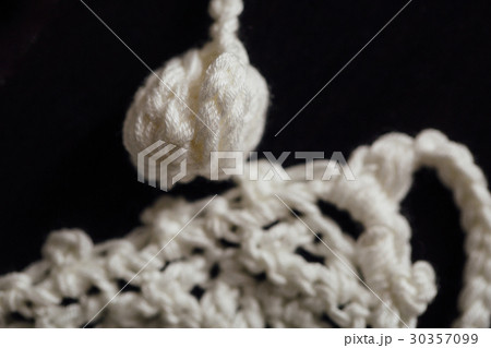 white wool handmade knitted part of blouse , super 30357099