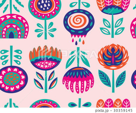 Seamless pattern with scandinavian flowers 30359145
