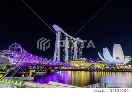 Singapore city skyline at night time 30359190