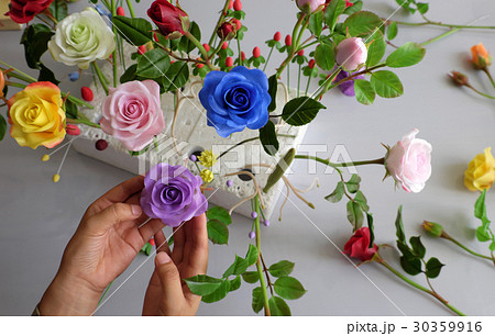 Doing clay flower, colorful roses flower Doing clay flower, colorful roses flower 30359916