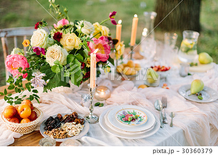 picnic, summer, holiday concept - beautiful table 30360379