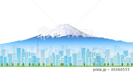 富士山 東京 ビル 背景 のイラスト素材