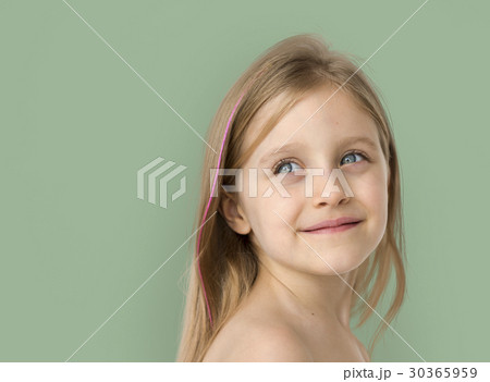 Little Girl Smiling Happiness Bare Chest Topless Studio Portrait Little Girl Smiling Happiness Bare Chest Topless Studio Portrait 30365959