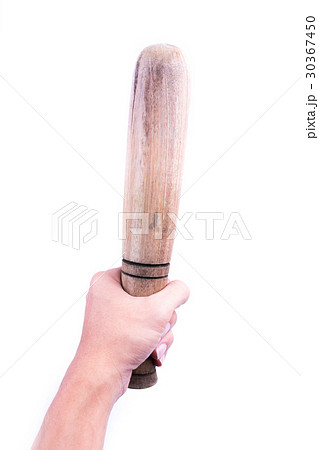 wooden pestle isolated on white background 30367450