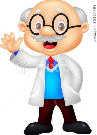 Professor cartoon waving hand 30367795