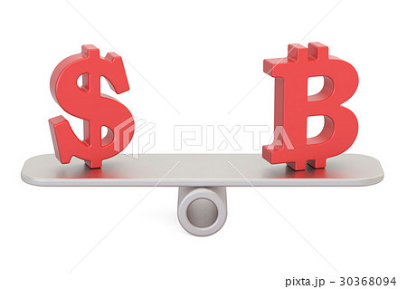 Dollar or Bitcoin, balance concept. 3D rendering 30368094