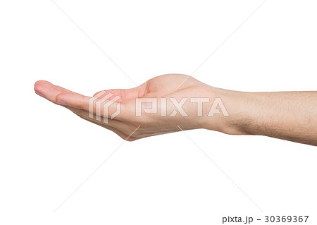 Man holding palm open isolated on white Man holding palm open isolated on white 30369367