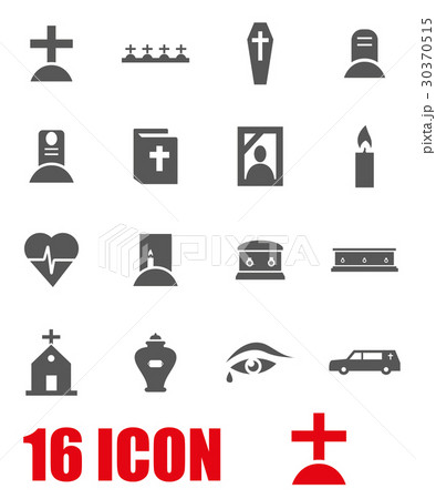 Vector grey funeral icon set 30370515