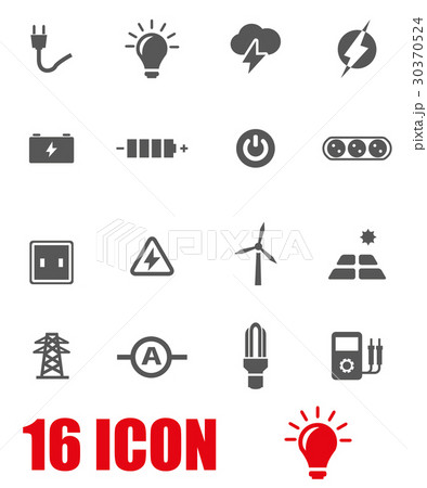 Vector grey electricity icon set 30370524