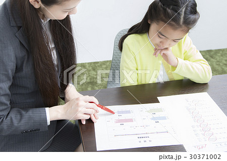 授業風景 小学校 学習塾 塾 先生と生徒 個人面談 授業風景 小学校 学習塾 塾 先生と生徒 個人面談 30371002