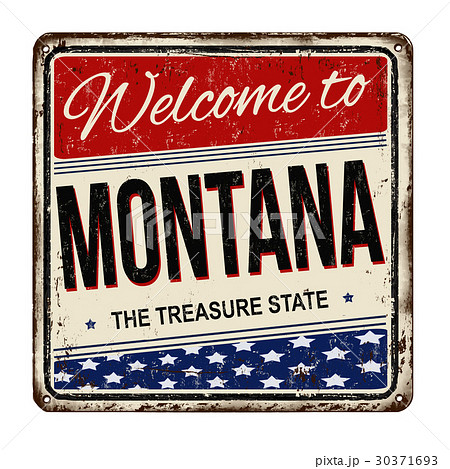 Welcome to Montana vintage rusty metal sign 30371693