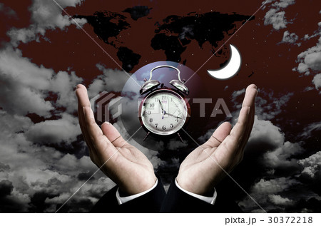 Time to wake up for work at night concept 30372218