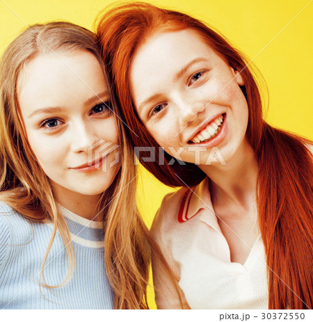 lifestyle people concept: two pretty young school 30372550