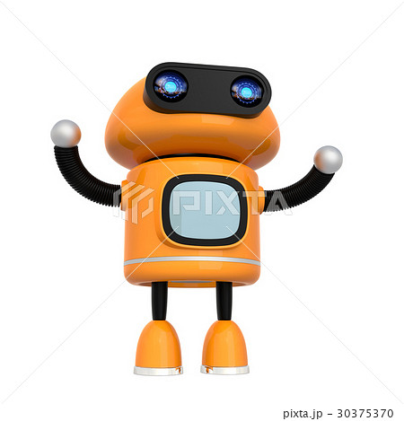 バンザイ姿の可愛いロボットのイメージのイラスト素材