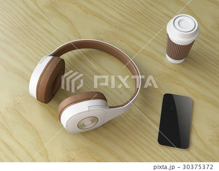 ワイヤレスヘッドホンとスマートフォン 30375372