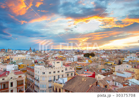 Sunset skyline of Valencia. Spain 30375708