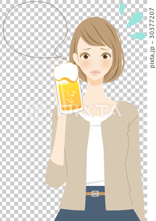 飲み会 女子会 ビールを飲む女性のイラスト素材