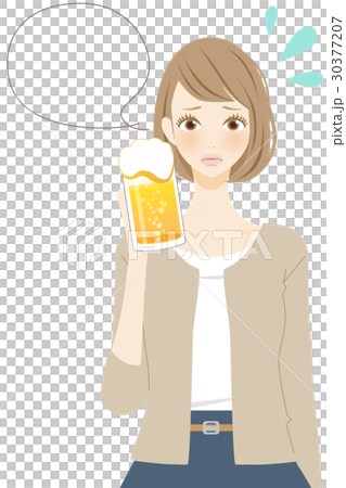 飲み会 女子会 ビールを飲む女性のイラスト素材