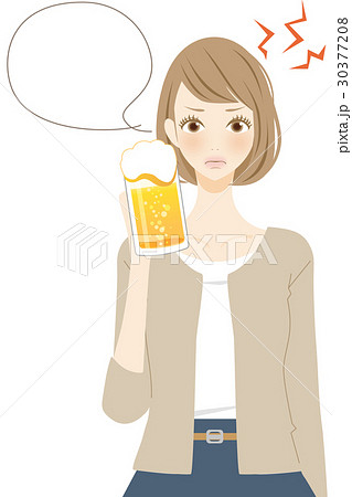 ストレス　ビールを飲む女性　イラスト 30377208