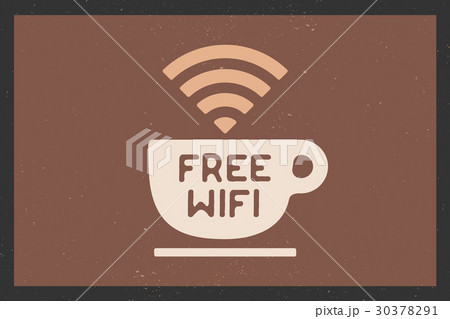 Poster with cup of coffee and text Free WiFi Poster with cup of coffee and text Free WiFi 30378291