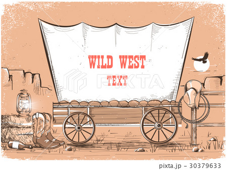 Wild west wagon background for text. 30379633