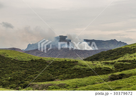 Mount Aso volcano view from hiking trail Mount Aso volcano view from hiking trail 30379672