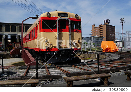 転車台の上のディーゼル特急・扇形車庫にて 30380809