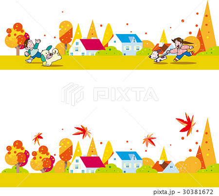 秋の街と子供 30381672