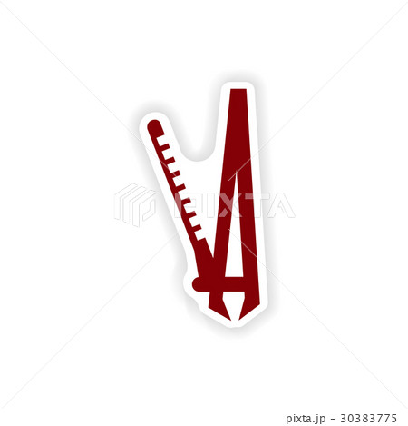 stylish paper sticker on white background Curling 30383775